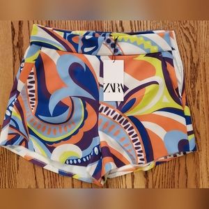 ZARA colorful high waisted shorts Medium NWT